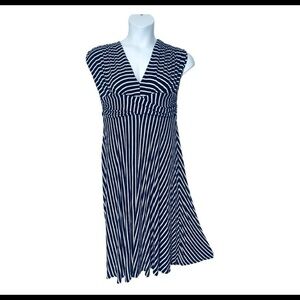 3 for $15 Monroe & Main Navy White Stripe Casual Empire Waist Midi T-Shirt Dress